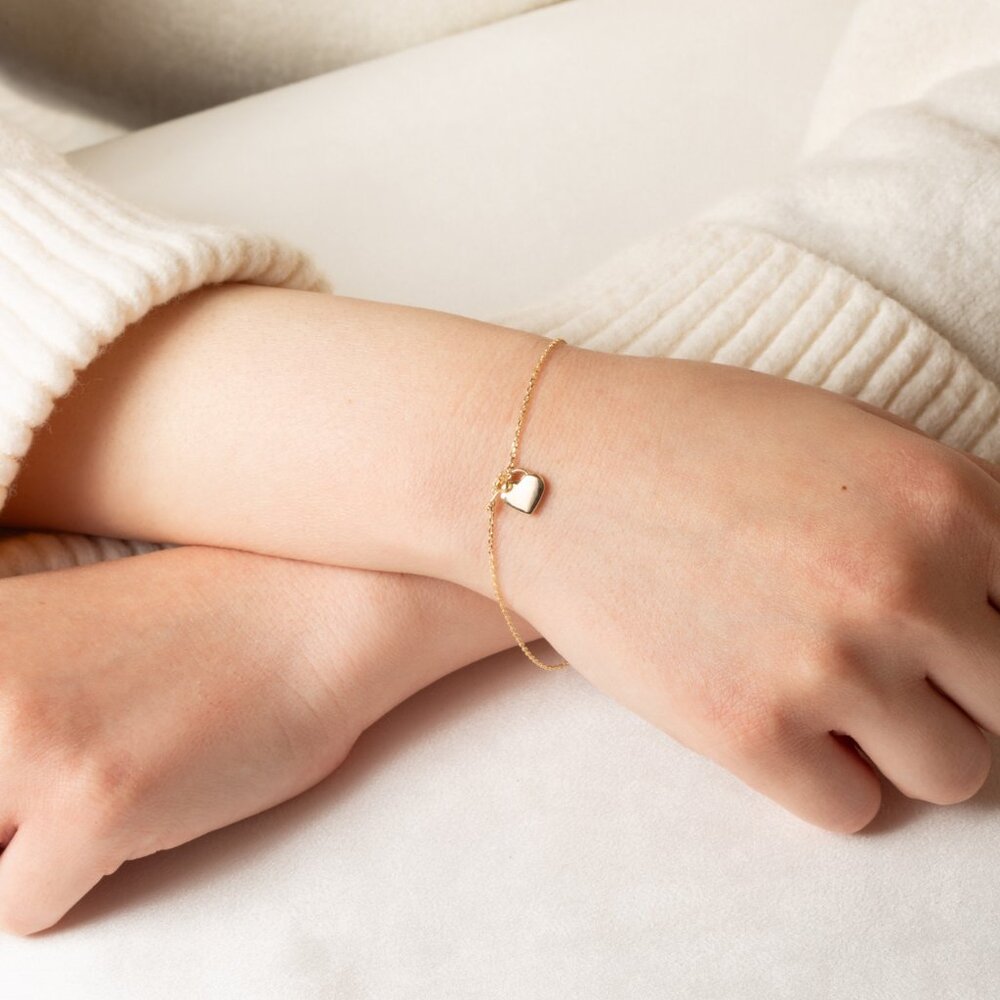 14K Solid Yellow Gold 4 Leaf Clover Lucky 7" Adjustable Bracelet